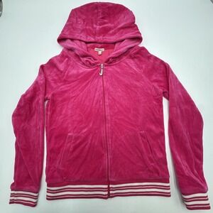 Vintage Juicy Couture Jacket Pink Full Zip Track Velour Size S Y2K Barbie Pink